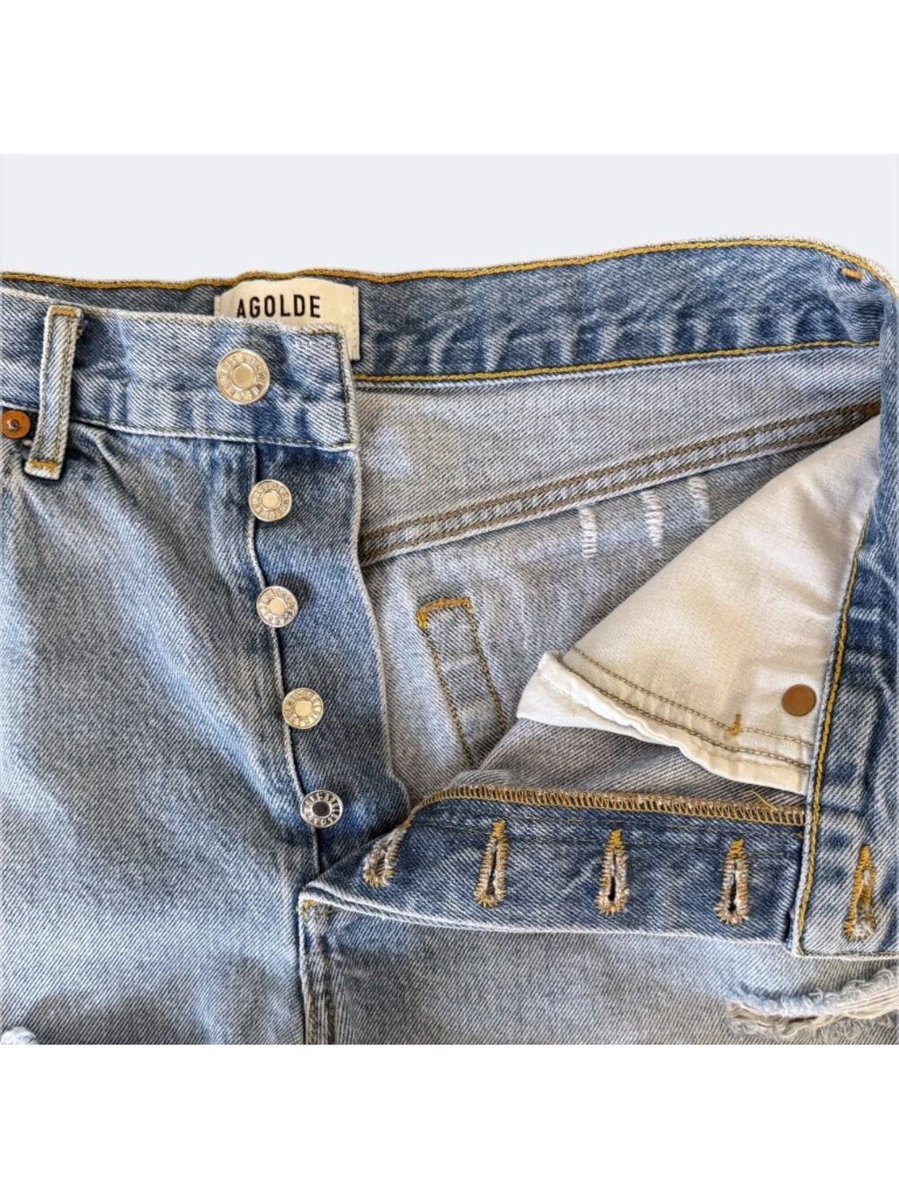 Agolde Parker Vintage Cut-Off Denim Short Women's 27 High-Rise Distressed - Picture 8 of 11